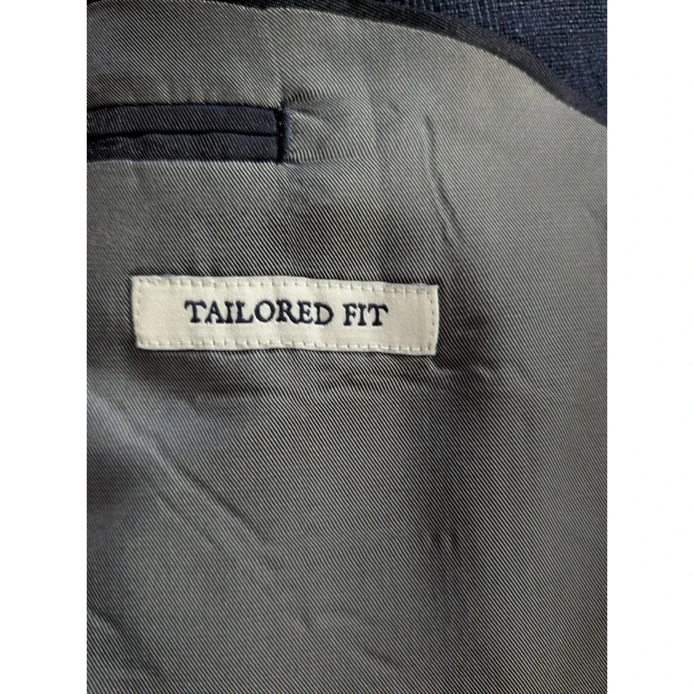 Jos. A. Bank 1905 Tailored Fit Navy Plaid Linen Cotton Sport Coat Blazer 44R